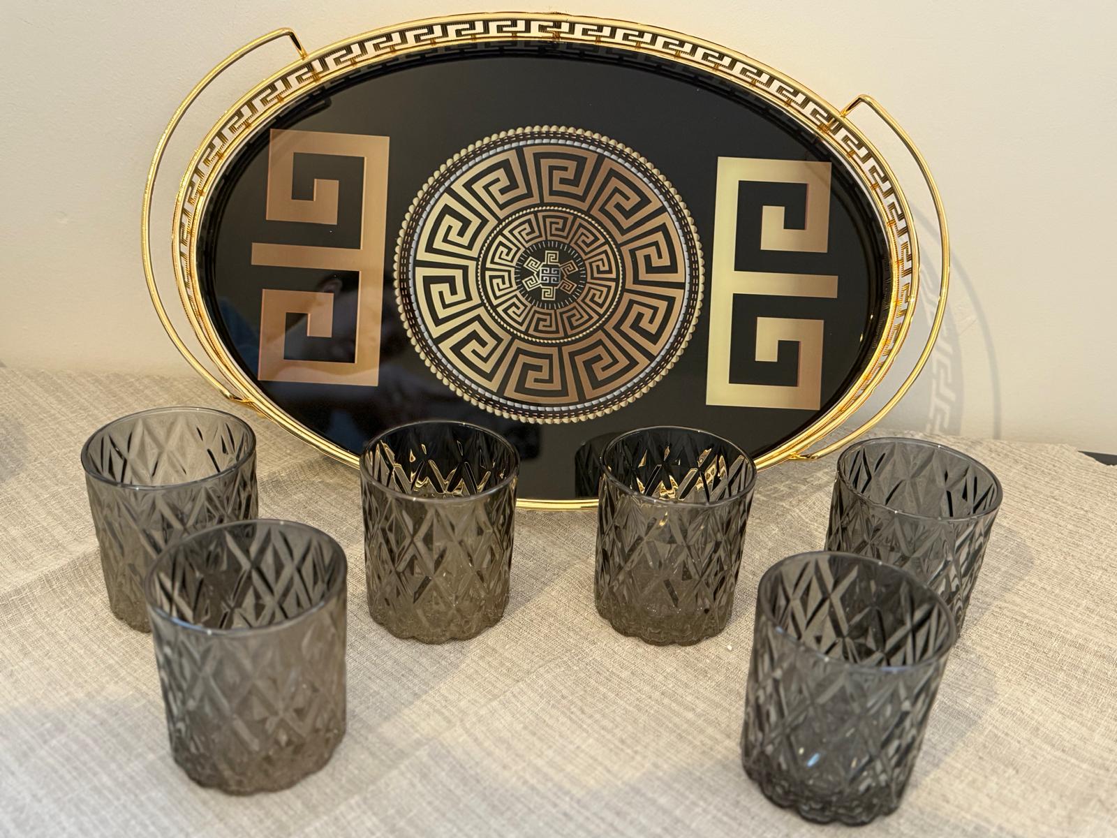 Serviertablett schwarz Gold