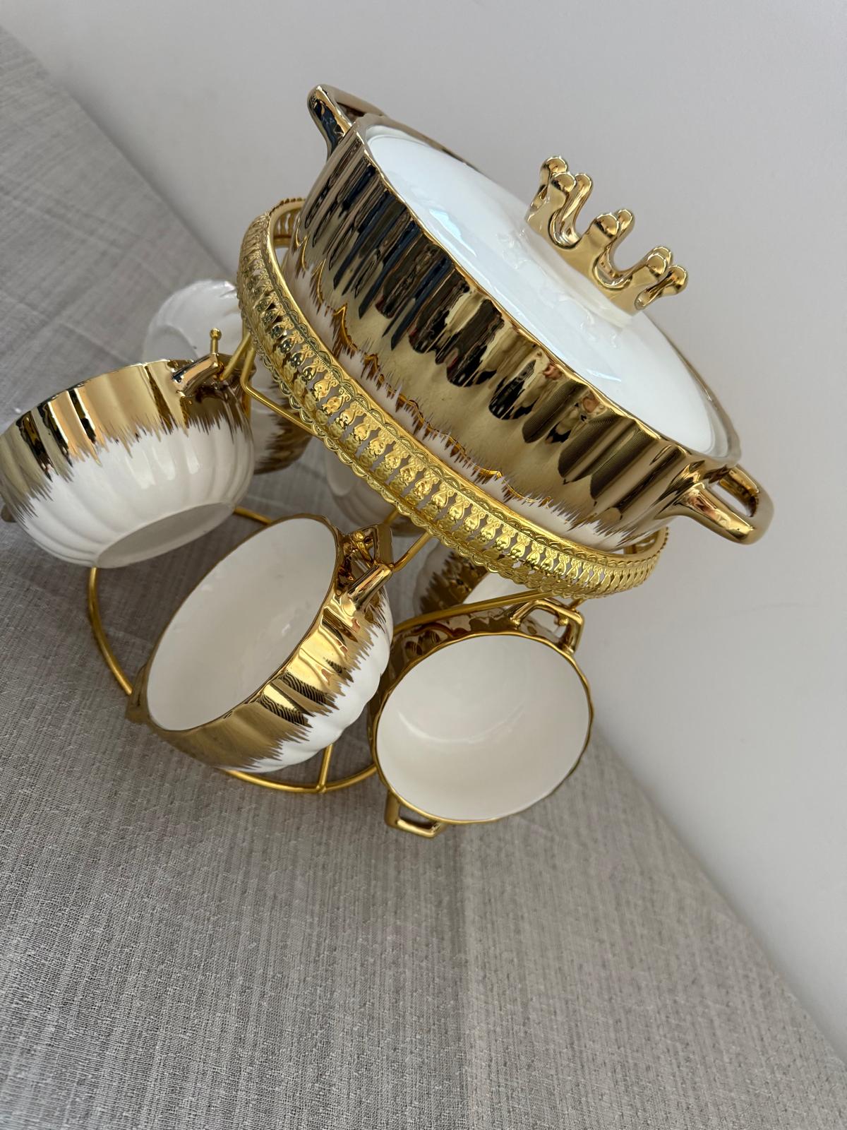 Keramik-Suppen-Terrinen-Set mit 7 Teilen